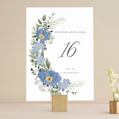 "Botanical Swag" - Table Numbers in Periwinkle by Susan Moyal - Front