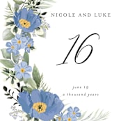 "Botanical Swag" - Table Numbers in Periwinkle by Susan Moyal - Detail