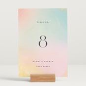 "marshmallow" - Table Numbers in Sunrise by Petra Kern - Displayed (stand not included)