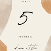 "leaf contour" - Table Numbers in Natural by Susan Zinader - Detail