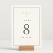 "Crawford" - Table Numbers in Ivory by Amy Kross - Displayed (stand not included)