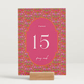 "Varna" - Table Numbers in Fuchsia by Pati Cascino - Displayed (stand not included)