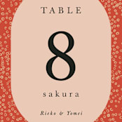 "Japanese Fabric" - Table Numbers in Persimmon by Becky Nimoy - Detail