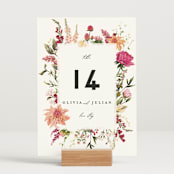 "Lush" - Table Numbers in Magenta by Susan Moyal - Displayed (stand not included)