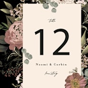 "Peonies & Sage" - Table Numbers in Fawn by Susan Moyal - Detail