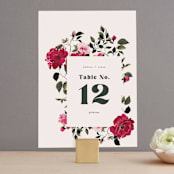 "Rose Garden" - Table Numbers in Magenta by Leah Bisch - Front