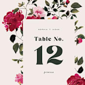 "Rose Garden" - Table Numbers in Magenta by Leah Bisch - Detail