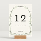 "Monogramed Arch" - Table Numbers in Mojito by Susan Moyal - Displayed (stand not included)