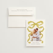 "Antique Ribbon" - Wedding Thank You Cards in Citrine by Olivia Kanaley Inman - Front