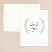 "Painted Leaves" - Wedding Thank You Cards in Evergreen by Olivia Raufman - Front
