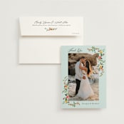 "Tropical Crest" - Wedding Thank You Cards in Papaya by Susan Moyal - Front