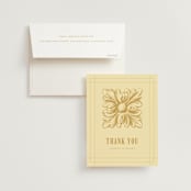 "Vintage Label" - Wedding Thank You Cards in Butter by Nazia Hyder - Front