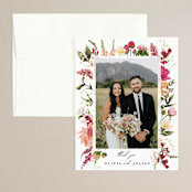 "Lush" - Wedding Thank You Cards in Magenta by Susan Moyal - Front