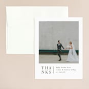 "Stacked date" - Wedding Thank You Cards in Cotton by Amy Kross - Front