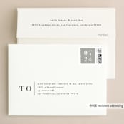 "Stacked date" - Wedding Thank You Cards in Cotton by Amy Kross - FREE Recipient Addressing