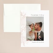 "Ethereal Bouquet" - Wedding Thank You Cards in Blush by Petra Kern - Front