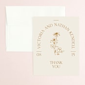 "Floral Type Arch" - Wedding Thank You Cards in Cream by Baumbirdy - Front