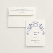 "Daisy Toile" - Wedding Thank You Cards in Blue Willow by Susan Zinader - Front