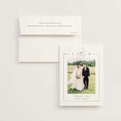 "Framed Monogram" - Wedding Thank You Cards in Silk by Kelly Schmidt - Front