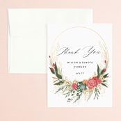 "Botanical Edge" - Wedding Thank You Cards in Hibiscus by Susan Moyal - Front