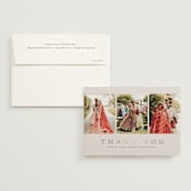 "Elegant Trio" - Wedding Thank You Cards in Sand by Nicole Walsh - Front