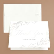 "Gilded Leaves" - Gloss-Press® Thank You Cards in Classic White by Kelly Schmidt - Front