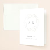 "Chic Wreath" - Gloss-Press® Thank You Cards in Cloud by Kelly Schmidt - Front
