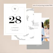 "Little Wreath" - Gloss-Press® Table Numbers in Pearl by Phrosné Barwood - Back of Card Options