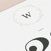 "Little Wreath" - Gloss-Press® Table Numbers in Pearl by Phrosné Barwood - Detail