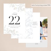 "Beloved" - Gloss-Press® Table Numbers in Graphite by Design Lotus - Back of Card Options