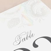 "Beloved" - Gloss-Press® Table Numbers in Graphite by Design Lotus - Detail