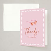 "Brunch and Bubbly" - Party Thank You Cards in Coral by Stephanie Acedillo - Front