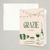 "Bistro" - Party Thank You Cards in Peony by Baumbirdy - Front