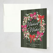 "Bow Wreath" - Party Thank You Cards in Forest by Jackie Crawford - Front