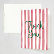 "Eat, Drink, and be Merry" - Party Thank You Cards in Berry by Little Blue Designs - Front