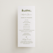 "Vineyard Elegance" - Letterpress Long Programs in Pistachio by Lucrecia Caporale - Front