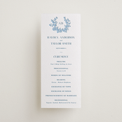 "Flowers monogram" - Letterpress Long Programs in Sky Blue by Cass Loh - Front