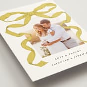 "Antique Ribbon" - Wedding Thank You Postcards in Citrine by Olivia Kanaley Inman - Detail