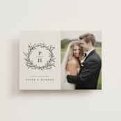 "leafy wreath" - Wedding Thank You Postcards in Cotton by Kate Ahn - Front