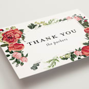 "Peonies Forever" - Wedding Thank You Postcards in Coral by Susan Moyal - Detail