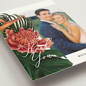 "Tropical Bouquet" - Wedding Thank You Postcards in Basil by Elly - Detail