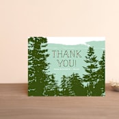 "Mountain View" - Wedding Thank You Postcards in Pine Green by Ariel Rutland - Front
