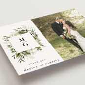 "Enchanted Greenery" - Wedding Thank You Postcards in Frost by Susan Moyal - Detail