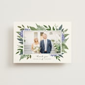 "Hydrangea Frame" - Wedding Thank You Postcards in Periwinkle by Susan Moyal - Front