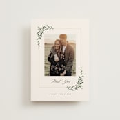 "Green Wreath" - Wedding Thank You Postcards in Champagne by Lori Wemple - Front