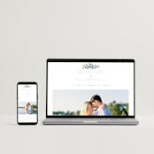 "Foliage Crest" - Wedding Thank You Postcards in Sky by Everett Paper Goods - FREE Wedding Website
