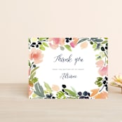 "Watercolor Wreath" - Wedding Thank You Postcards in Grapefruit by Yao Cheng Design - Front