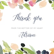 "Watercolor Wreath" - Wedding Thank You Postcards in Grapefruit by Yao Cheng Design - Detail