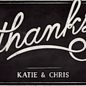 "Slated Forever" - Wedding Thank You Postcards in Chalkboard by GeekInk Design - Detail
