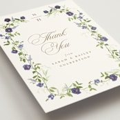 "Wildflower Trellis" - Wedding Thank You Postcards in Iris by Everett Paper Goods - Detail